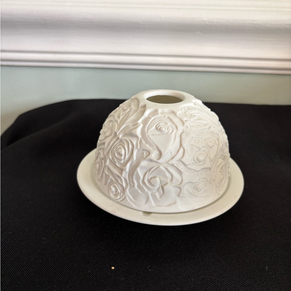 Bernardaud White Floral Porcelain Candle Holder